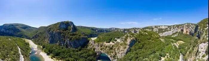 Framed Print : Aerial view of Narural arch in Vallon Pont D'arc in Ardeche canyon in France Framed Print : Aerial view of Narural arch in Vallon Pont D'arc in Ardeche canyon in France