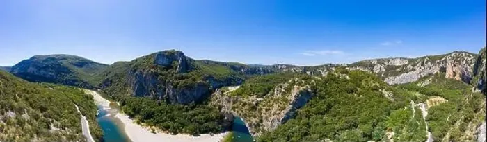 Framed Print : Aerial view of Narural arch in Vallon Pont D'arc in Ardeche canyon in France Framed Print : Aerial view of Narural arch in Vallon Pont D'arc in Ardeche canyon in France