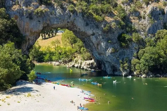 Framed Print : Aerial view of Narural arch in Vallon Pont D'arc in Ardeche canyon in France Framed Print : Aerial view of Narural arch in Vallon Pont D'arc in Ardeche canyon in France