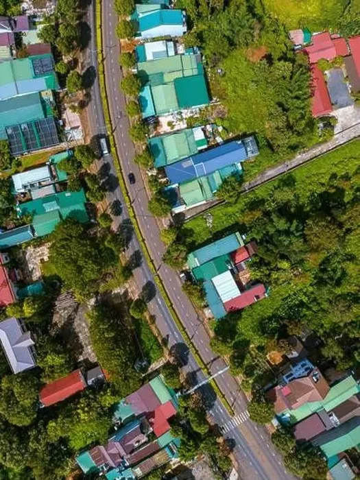 Framed Print : Aerial view of National Route 14 in Kien Duc town