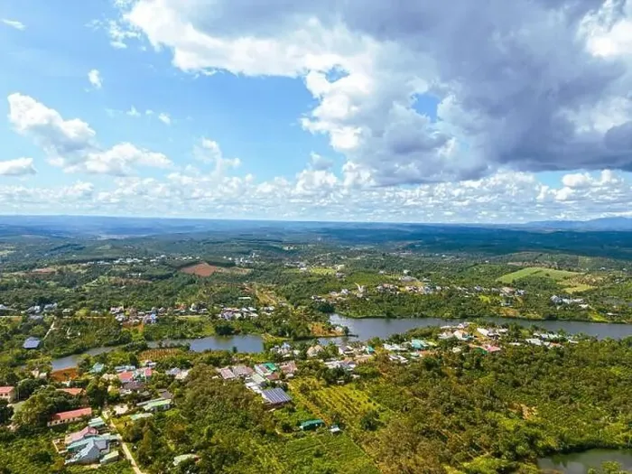 Framed Print : Aerial view of National Route 14 in Kien Duc town Framed Print : Aerial view of National Route 14 in Kien Duc town