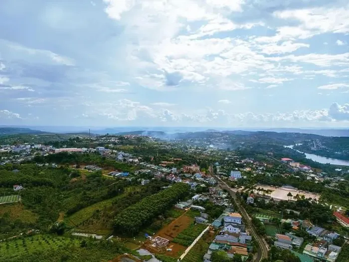 Framed Print : Aerial view of National Route 14 in Kien Duc town Framed Print : Aerial view of National Route 14 in Kien Duc town