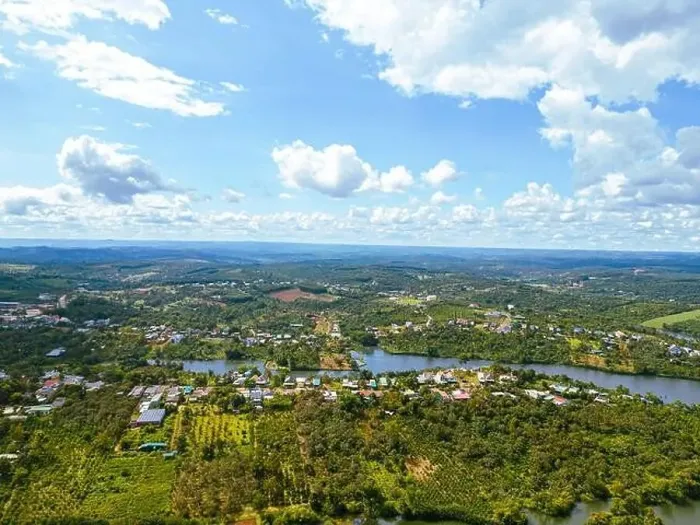 Framed Print : Aerial view of National Route 14 in Kien Duc town Framed Print : Aerial view of National Route 14 in Kien Duc town