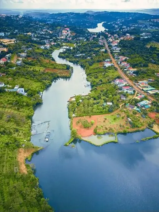 Framed Print : Aerial view of National Route 14 in Kien Duc town Framed Print : Aerial view of National Route 14 in Kien Duc town