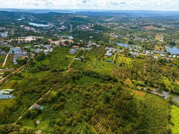 Framed Print : Aerial view of National Route 14 in Kien Duc town Framed Print : Aerial view of National Route 14 in Kien Duc town