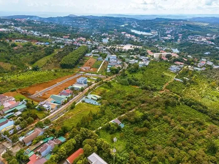Framed Print : Aerial view of National Route 14 in Kien Duc town Framed Print : Aerial view of National Route 14 in Kien Duc town