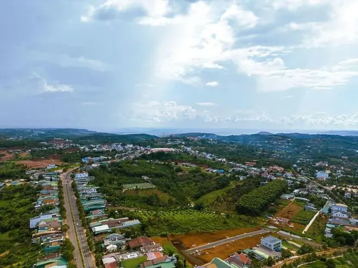 Framed Print : Aerial view of National Route 14 in Kien Duc town Framed Print : Aerial view of National Route 14 in Kien Duc town