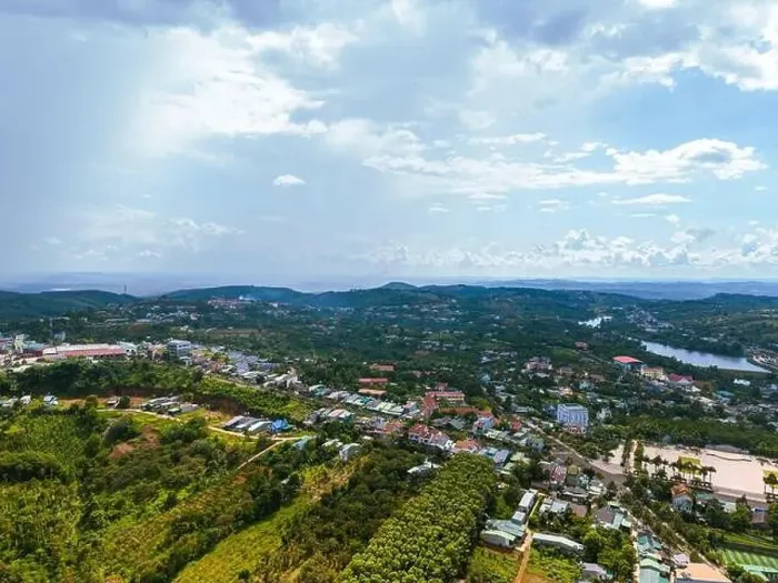 Framed Print : Aerial view of National Route 14 in Kien Duc town Framed Print : Aerial view of National Route 14 in Kien Duc town