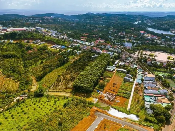 Framed Print : Aerial view of National Route 14 in Kien Duc town
