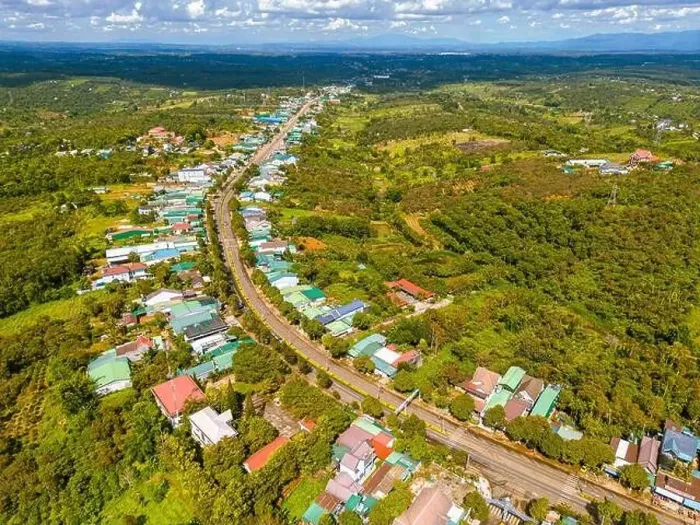 Framed Print : Aerial view of National Route 14 in Kien Duc town Framed Print : Aerial view of National Route 14 in Kien Duc town