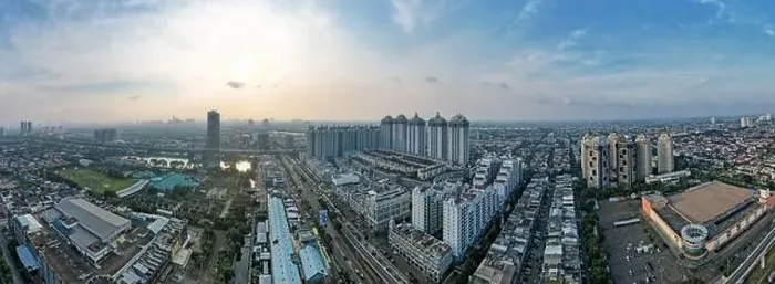 Framed Print : Aerial view of new green urban landscape in the city Framed Print : Aerial view of new green urban landscape in the city