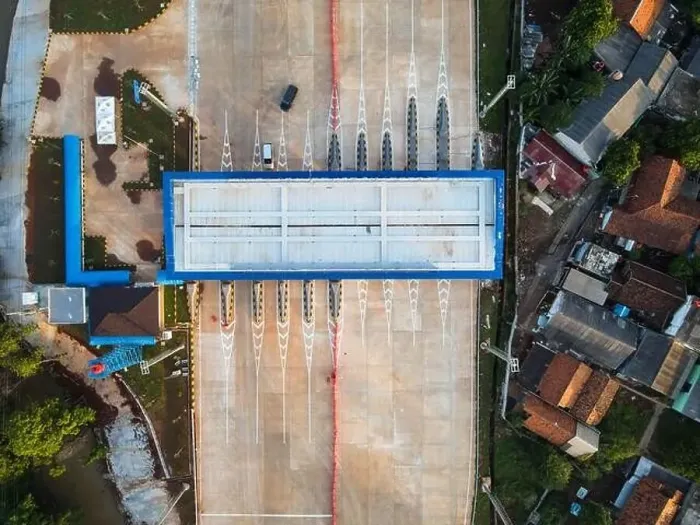 Framed Print : Aerial view on the new road construction site. Bekasi, Indonesia, May 31, 2021 Framed Print : Aerial view on the new road construction site. Bekasi, Indonesia, May 31, 2021