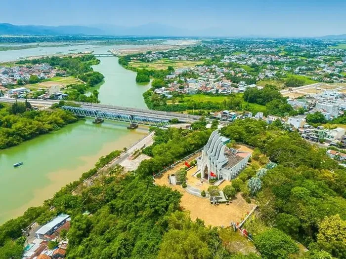 Framed Print : Aerial view of Nhan mountain, and Song Chua bridge in Tuy Hoa city Framed Print : Aerial view of Nhan mountain, and Song Chua bridge in Tuy Hoa city