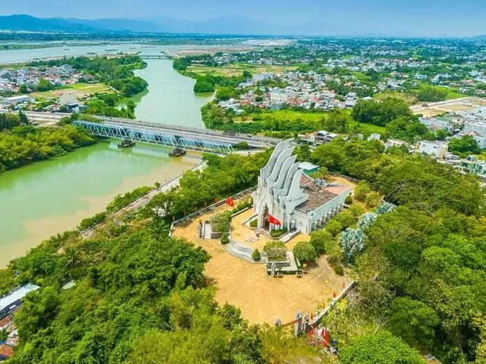 Framed Print : Aerial view of Nhan mountain, and Song Chua bridge in Tuy Hoa city Framed Print : Aerial view of Nhan mountain, and Song Chua bridge in Tuy Hoa city