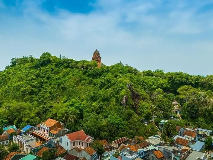 Framed Print : Aerial view of Nhan temple, tower is an artistic architectural work of Champa people in Tuy Hoa city Framed Print : Aerial view of Nhan temple, tower is an artistic architectural work of Champa people in Tuy Hoa city