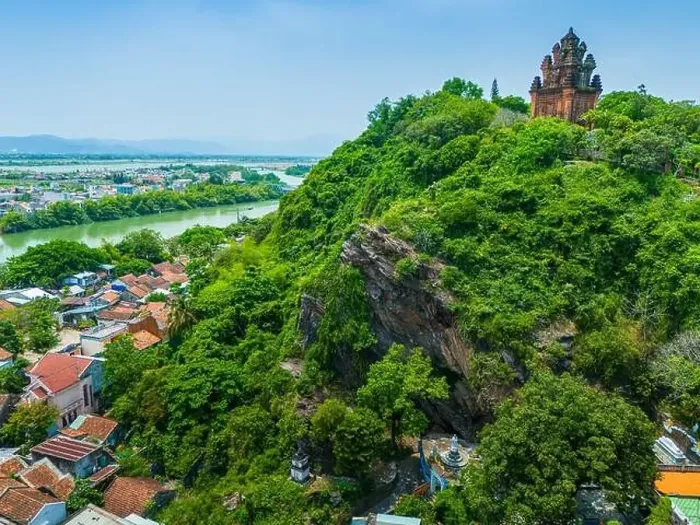 Framed Print : Aerial view of Nhan temple, tower is an artistic architectural work of Champa people in Tuy Hoa city Framed Print : Aerial view of Nhan temple, tower is an artistic architectural work of Champa people in Tuy Hoa city