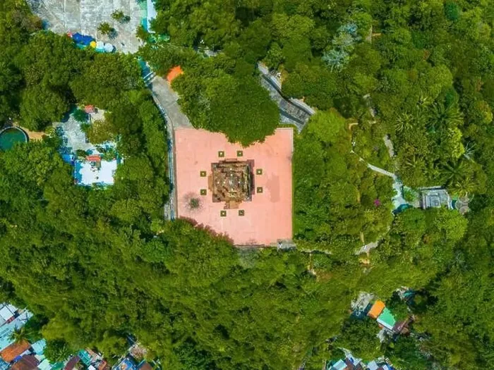 Framed Print : Aerial view of Nhan temple, tower is an artistic architectural work of Champa people in Tuy Hoa city