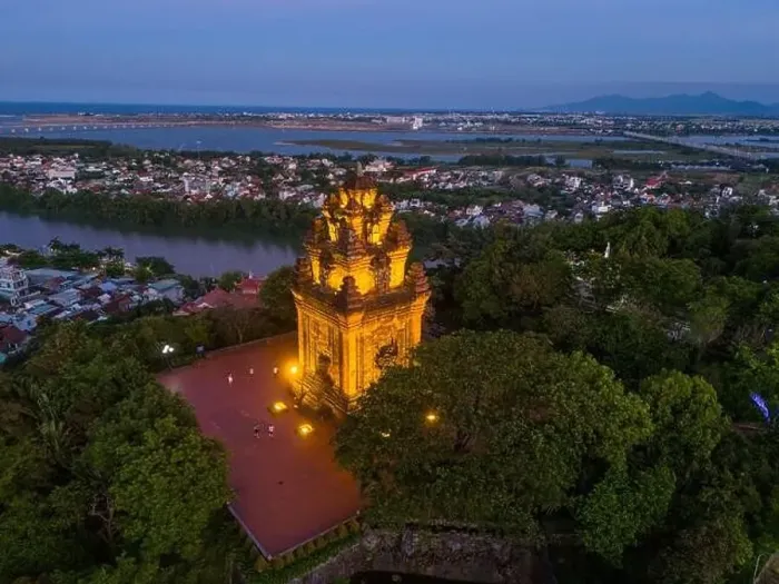 Framed Print : Aerial view of Nhan temple, tower is an artistic architectural work of Champa people in Tuy Hoa city Framed Print : Aerial view of Nhan temple, tower is an artistic architectural work of Champa people in Tuy Hoa city