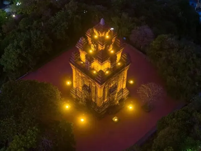 Framed Print : Aerial view of Nhan temple, tower is an artistic architectural work of Champa people in Tuy Hoa city Framed Print : Aerial view of Nhan temple, tower is an artistic architectural work of Champa people in Tuy Hoa city