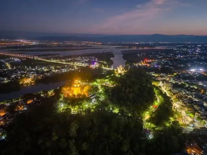 Framed Print : Aerial view of Nhan temple, tower is an artistic architectural work of Champa people in Tuy Hoa city Framed Print : Aerial view of Nhan temple, tower is an artistic architectural work of Champa people in Tuy Hoa city