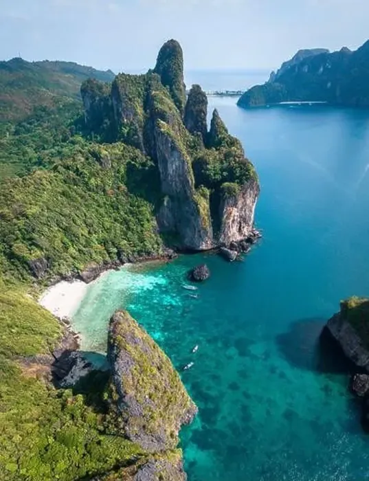 Framed Print : Aerial view of Nui beach in koh Phi Phi Don island, in Krabi, Thailand Framed Print : Aerial view of Nui beach in koh Phi Phi Don island, in Krabi, Thailand