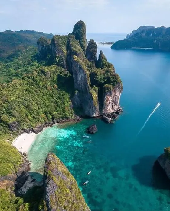 Framed Print : Aerial view of Nui beach in koh Phi Phi Don island, in Krabi, Thailand Framed Print : Aerial view of Nui beach in koh Phi Phi Don island, in Krabi, Thailand