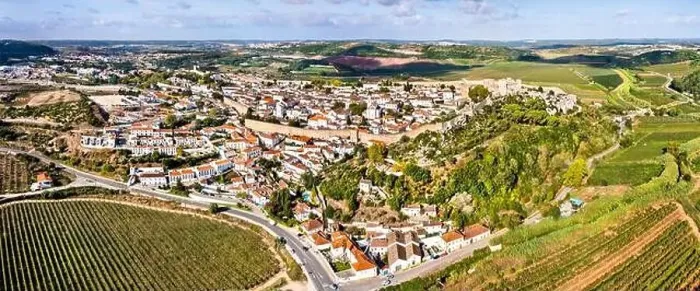 Framed Print : Aerial view of Obidos, a town in Oeste region of Portugal Framed Print : Aerial view of Obidos, a town in Oeste region of Portugal