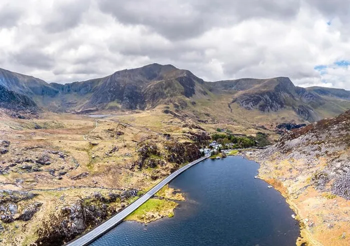 Framed Print : Aerial view of Ogwen valley with Llyn Ogwen in Snowdonia, Gwynedd, North Wales, UK - Great Britain, Europe Framed Print : Aerial view of Ogwen valley with Llyn Ogwen in Snowdonia, Gwynedd, North Wales, UK - Great Britain, Europe