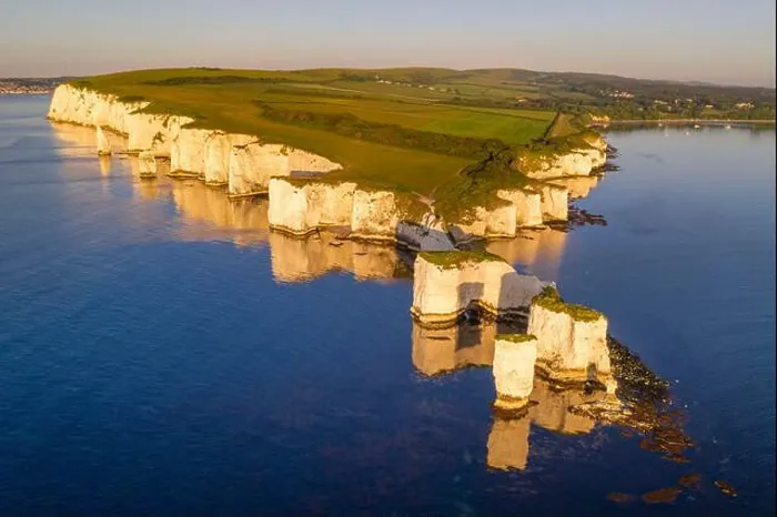 Framed Print : Aerial view of Old Harry Rocks on the Jurassic Coast Framed Print : Aerial view of Old Harry Rocks on the Jurassic Coast