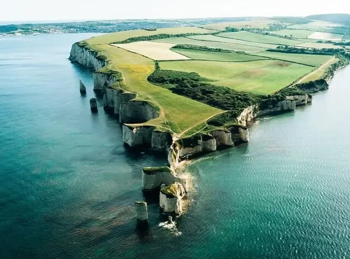 Framed Print : An aerial view of Old Harry's Rocks in Dorset, UK - stock photo Framed Print : An aerial view of Old Harry's Rocks in Dorset, UK - stock photo