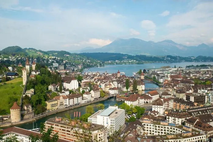 Framed Print : Aerial view of the old town, Lucerne city with lake Lucerne and Rigi mountain in background, Switzerland Framed Print : Aerial view of the old town, Lucerne city with lake Lucerne and Rigi mountain in background, Switzerland