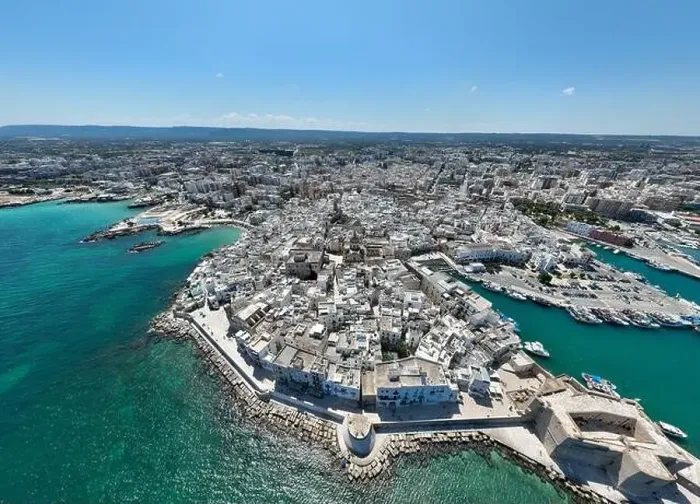 Framed Print : Aerial view of the old town of Monopoli, Italy Framed Print : Aerial view of the old town of Monopoli, Italy