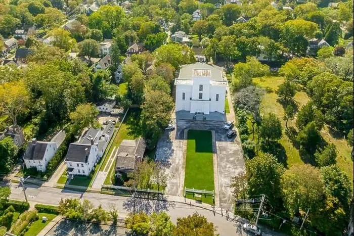 Framed Print : aerial view of old whaler's church, sag harbor, ny Framed Print : aerial view of old whaler's church, sag harbor, ny