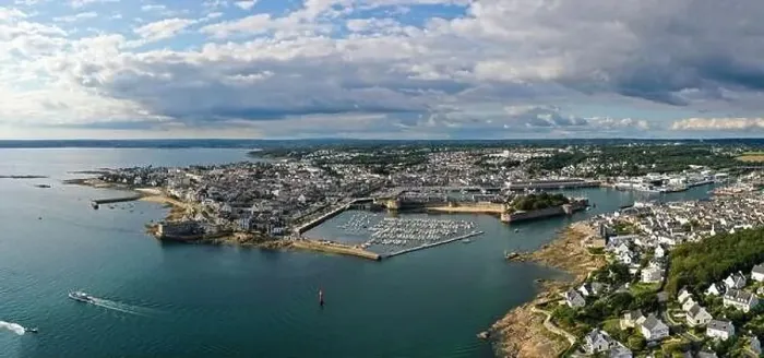 Framed Print : aerial view onthe city of concarneau on finistere in brittany Framed Print : aerial view onthe city of concarneau on finistere in brittany