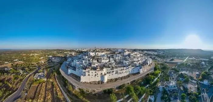 Framed Print : Aerial view of Ostuni white city in Puglia, Italy Framed Print : Aerial view of Ostuni white city in Puglia, Italy