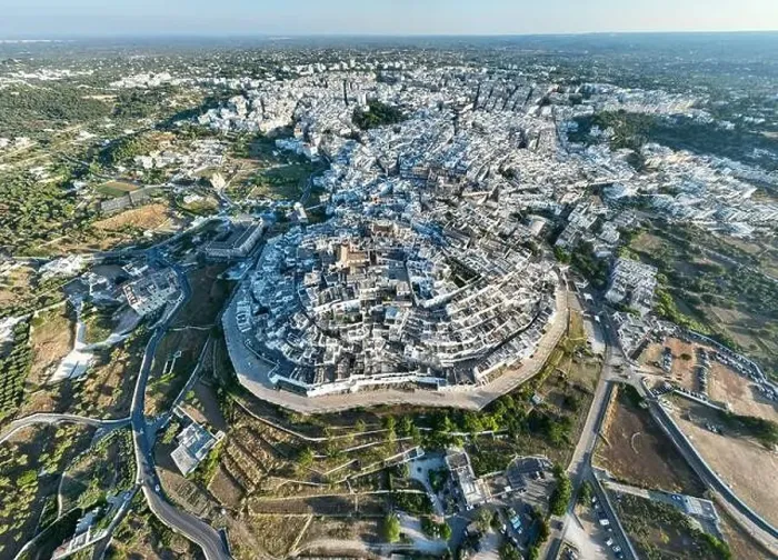 Framed Print : Aerial view of Ostuni white city in Puglia, Italy Framed Print : Aerial view of Ostuni white city in Puglia, Italy