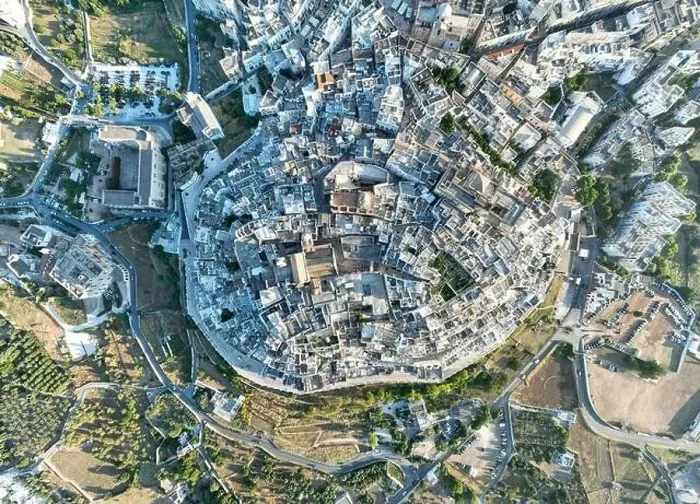 Framed Print : Aerial view of Ostuni white city in Puglia, Italy Framed Print : Aerial view of Ostuni white city in Puglia, Italy