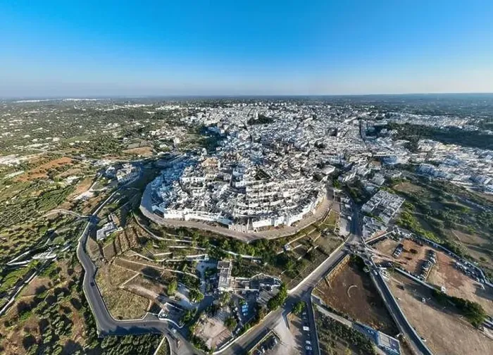 Framed Print : Aerial view of Ostuni white city in Puglia, Italy Framed Print : Aerial view of Ostuni white city in Puglia, Italy