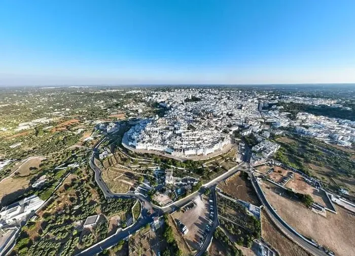 Framed Print : Aerial view of Ostuni white city in Puglia, Italy Framed Print : Aerial view of Ostuni white city in Puglia, Italy