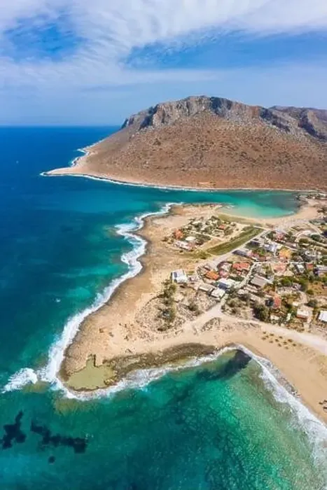 Framed Print : Aerial view of Pachia Ammos Beach and Stavros Beach with Zorba's Mountain in background, Crete, Greece Framed Print : Aerial view of Pachia Ammos Beach and Stavros Beach with Zorba's Mountain in background, Crete, Greece