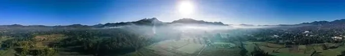 Framed Print : Aerial view of Pai during sunrise with fog in Mae Hong Son, Thailand. High quality Photo Framed Print : Aerial view of Pai during sunrise with fog in Mae Hong Son, Thailand. High quality Photo