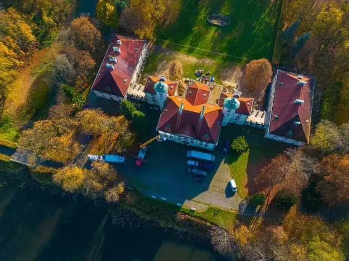 Framed Print : Aerial View of the Palace. Castle by Lake With Nice Garden, Drone Shot. Sunny Autumn Day Framed Print : Aerial View of the Palace. Castle by Lake With Nice Garden, Drone Shot. Sunny Autumn Day