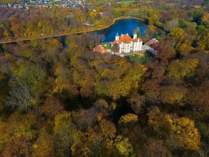Framed Print : Aerial View of the Palace. Castle by Lake With Nice Garden, Drone Shot. Sunny Autumn Day Framed Print : Aerial View of the Palace. Castle by Lake With Nice Garden, Drone Shot. Sunny Autumn Day