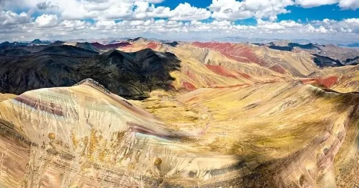 Framed Print : Aerial view of Palccoyo Rainbow Mountains in Peru Framed Print : Aerial view of Palccoyo Rainbow Mountains in Peru