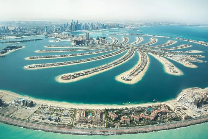 Framed Print : Aerial view of Palm Jumeirah man made island and Dubai Marina and JBR district on a sunny day. Dubai, UAE Framed Print : Aerial view of Palm Jumeirah man made island and Dubai Marina and JBR district on a sunny day. Dubai, UAE