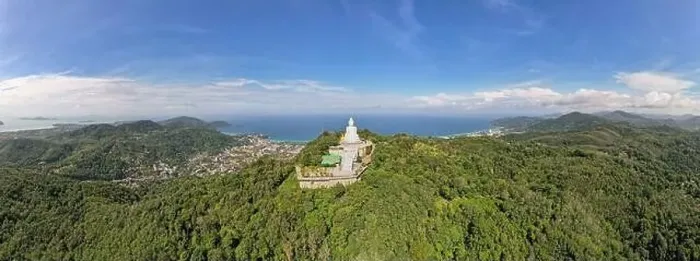 Framed Print : Aerial view Panorama Big buddha statue on top of the mountain in phuket Framed Print : Aerial view Panorama Big buddha statue on top of the mountain in phuket