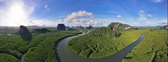 Framed Print : Aerial view panorama Drone shot of Nature landscape mountain view located in Phang-nga Thailand Framed Print : Aerial view panorama Drone shot of Nature landscape mountain view located in Phang-nga Thailand
