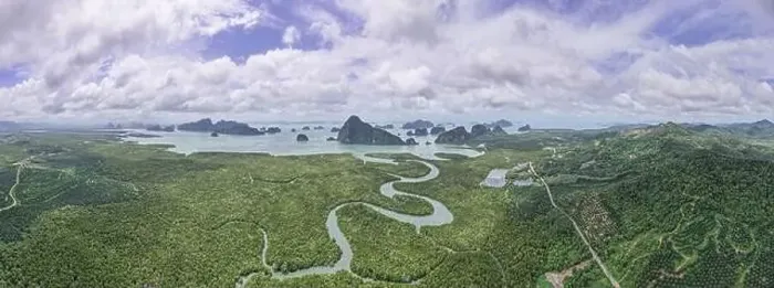 Framed Print : Aerial view panorama Drone shot of Sametnangshe landscape view located in Phang-nga Thailand Framed Print : Aerial view panorama Drone shot of Sametnangshe landscape view located in Phang-nga Thailand