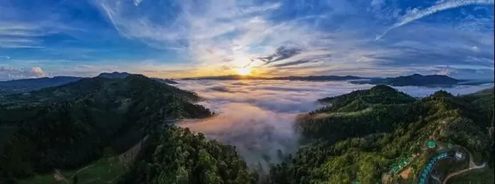 Framed Print : Aerial view Panorama of flowing fog waves on mountain tropical rainforest Framed Print : Aerial view Panorama of flowing fog waves on mountain tropical rainforest