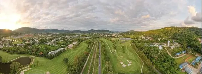 Framed Print : Aerial view panorama green golf field in Kathu district Phuket Thailand. Amazing landscape Drone camera High angle view Framed Print : Aerial view panorama green golf field in Kathu district Phuket Thailand. Amazing landscape Drone camera High angle view